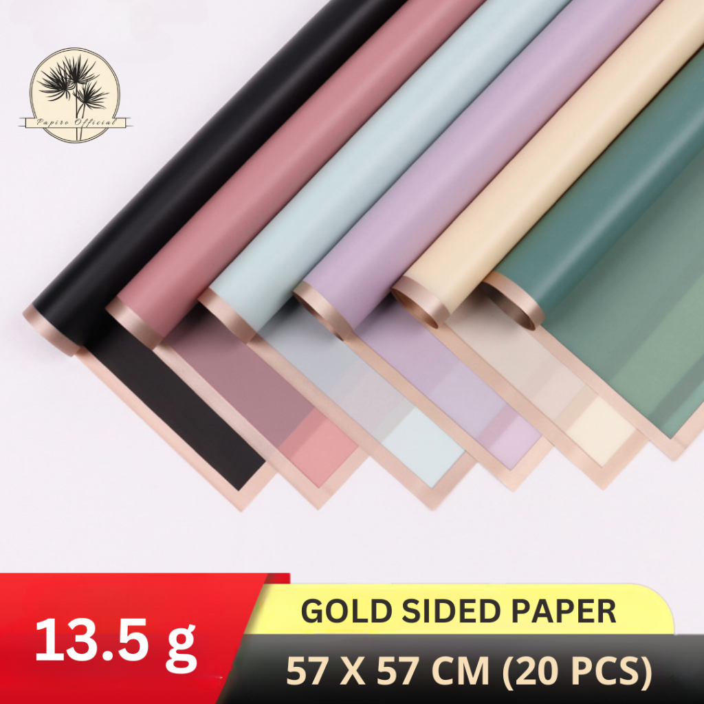 

20 Pcs Papiro Kertas Buket Bunga Cellophane Flower Wrapping Paper Tipe Lis Gold Line