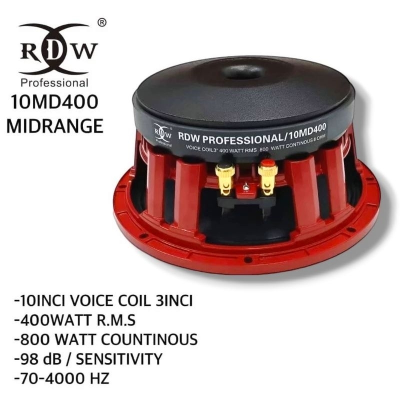 SPEAKER RDW 10MD400 10 INCH VOICE COIL 3 INCH