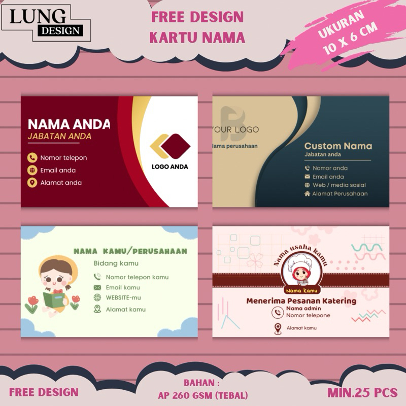 

[FREE DESIGN] Kartu Nama Perusahaan 1 Sisi 2 Sisi Standar / Name Tag Perusahaan / Kartu Nama Olshop / Kartu Nama Kantor Pekerjaan