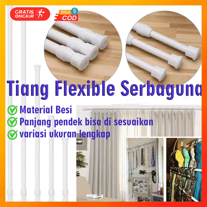 Tiang Gorden fleksibel kolong dapur panjang 2 meter bahan besi tanpa bor | Tongkat gorden fleksibel 