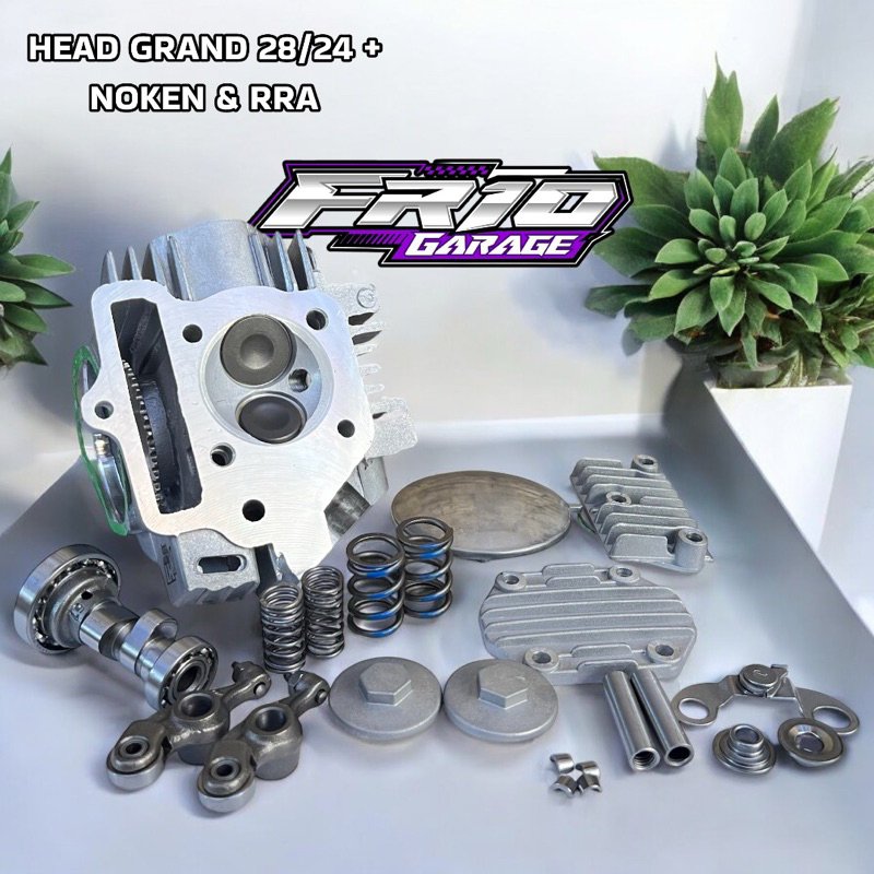 CYLINDER HEAD KOP GRAND SUPRA WIN KLEP 28 24 BATANG 5MM SUDUT SET NOKEN AS RACING LENGKAP