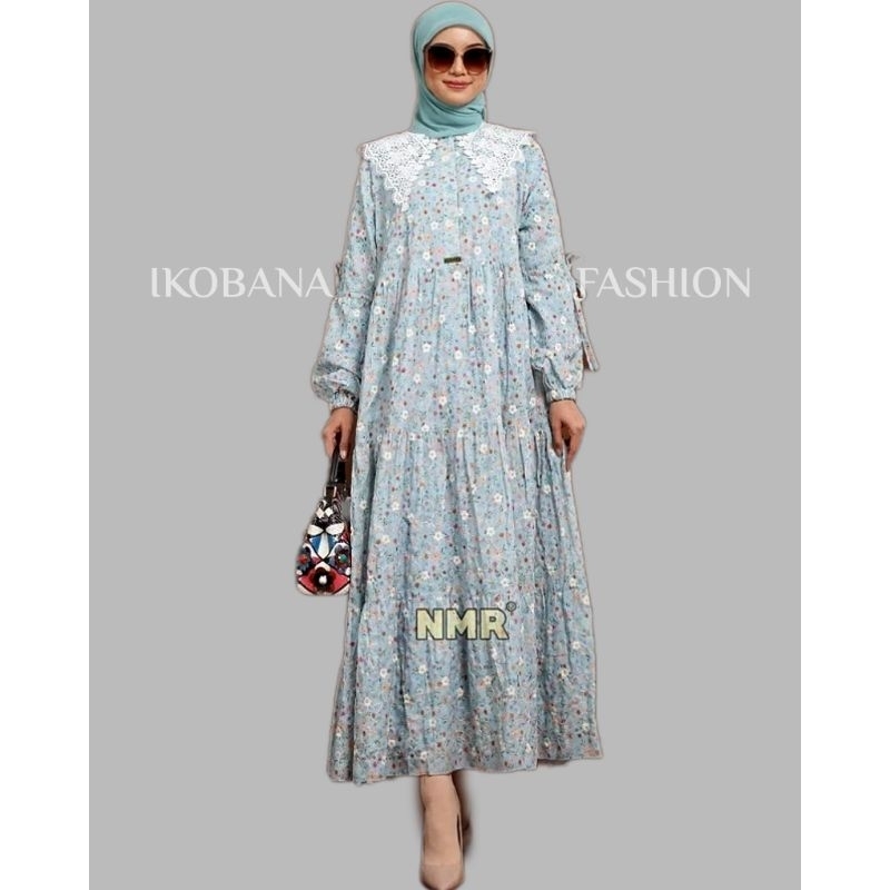NAMIRA VOL 2640 -MIDI DRESS KATUN BORDIR PRINT KERAH RENDA MODEL KEKINIAN | MIDI DRESS BEST SELLER B