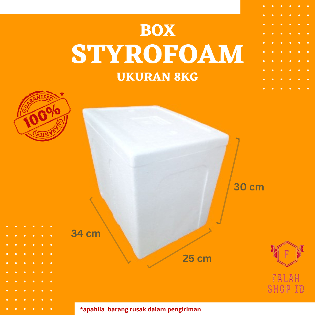 STYROFOAM BOX 8 KG BM Medium / BM UK 34 x 25 x 30 CM / Box Es Batu /Box Es Krim 8 Liter / Box Ice Cr