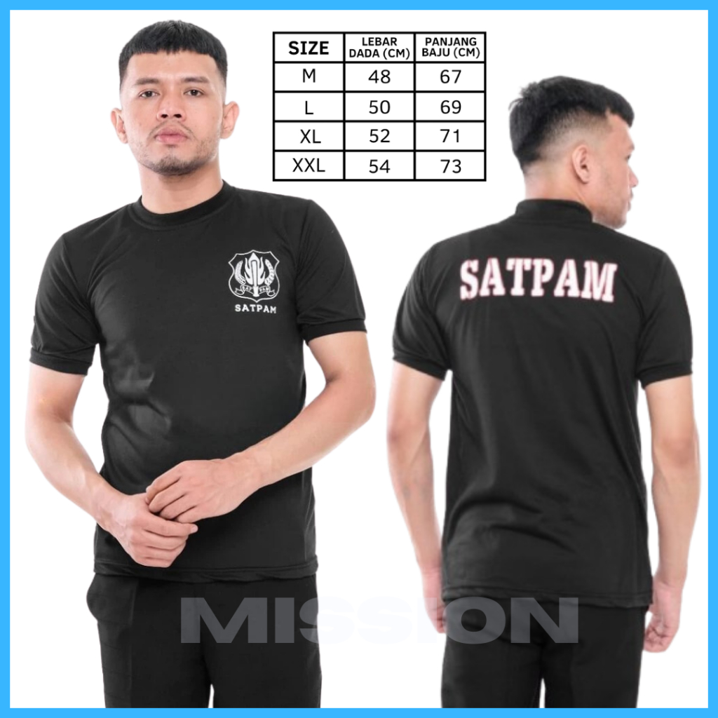 Kaos Satpam Kaos Security Dinas Hitam Kerah Tinggi Kerah Pendek Pria Lengan Pendek