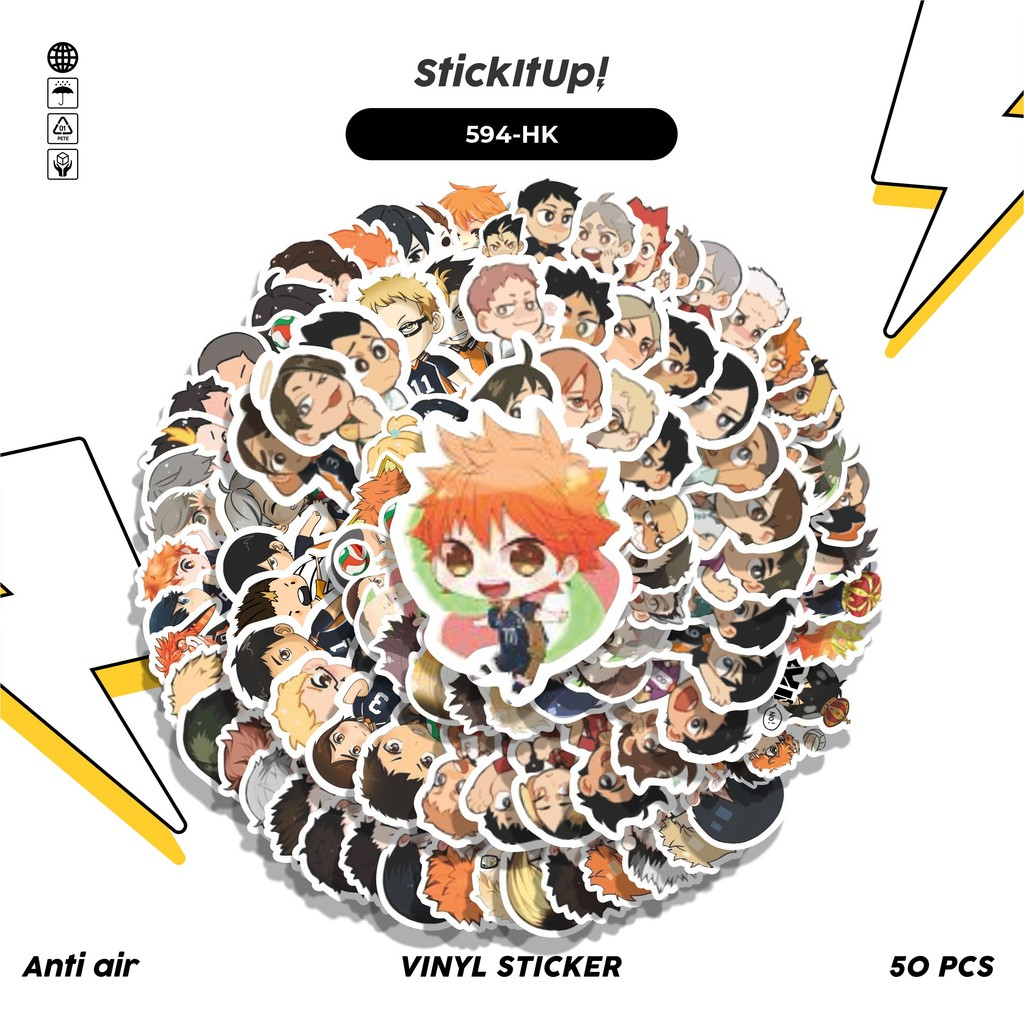 

COD 100 Pcs Stiker Pack Haikyuu Lucu Aesthetic Vynil Waterproof untuk Freebies Sticker Buku Journal Casing HP Laptop