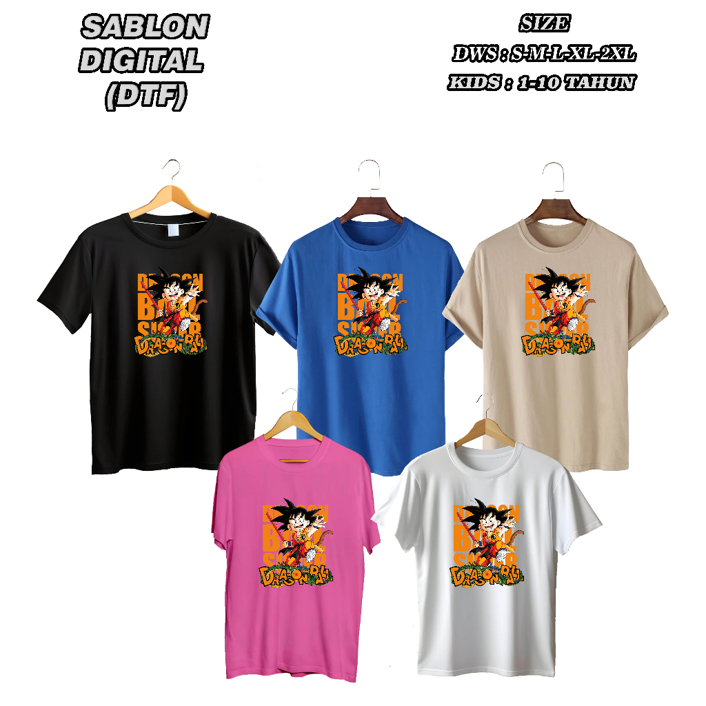 C03518 KAOS DRAGON BAL GOKU / T-SHIRT ANAK   / BAJU ANAK DRAGON BAL / SABLON DTF