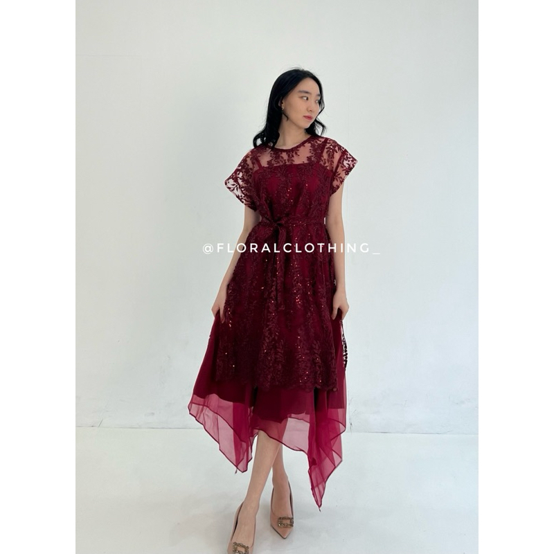 DISKON F351 DRESS WANITA KONDANGAN BRIDESMAID PESTA MEWAH BAHAN PREMIUM