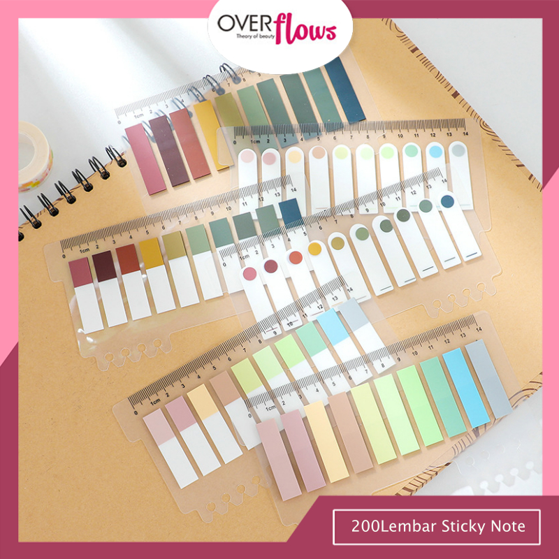 

OVERFLOWS.ID 200 Lembar Sticky Note Warna Neon Pastel Macaron Morandi Vintage Untuk Pembatas Buku notepad mini paper kertas pots it