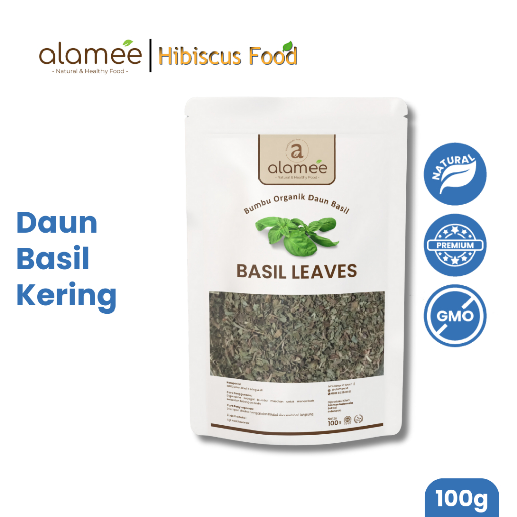 

ALAMEE Daun Basil Kering Bumbu Masak Kering Dapur Dried Leaf Murni Asli Masakan Instan Organik 100g