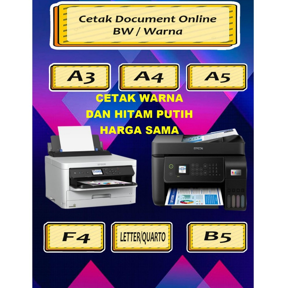 

Print/Cetak Buku Cepat F4 A4 B5 A5 ,80Gsm,85Gsm, Murah , Cetak Dokumen Makalah, Proposal, Skripsi, Tesis/DLL