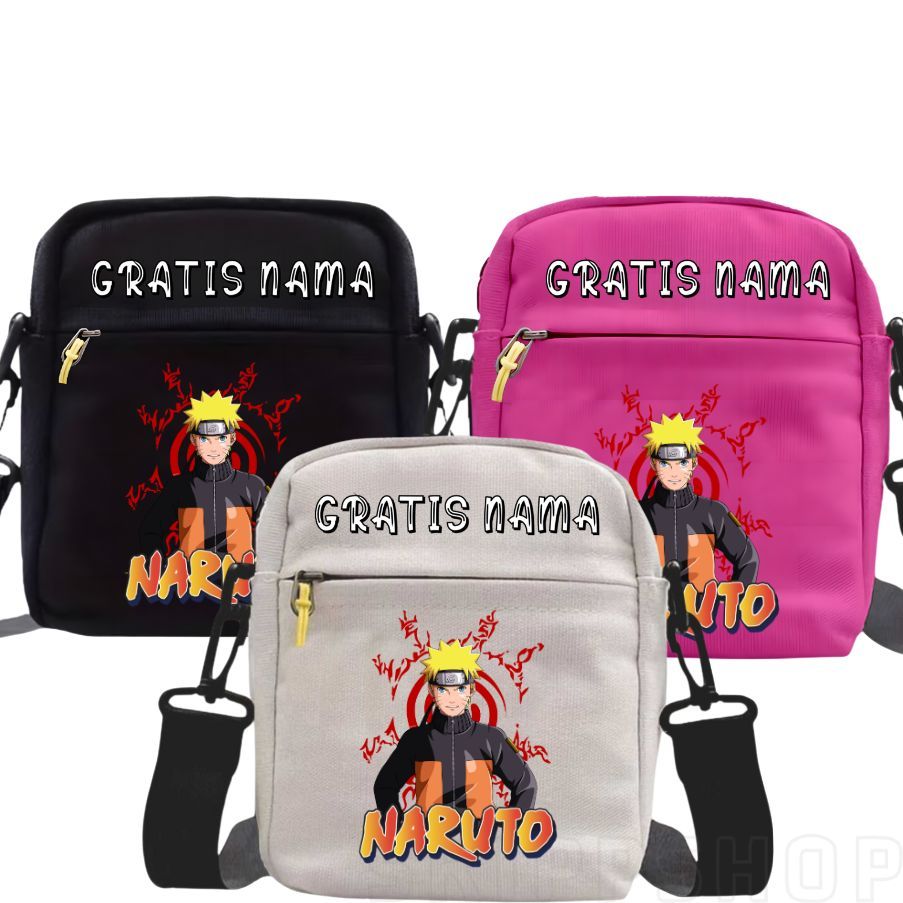 Tas Selempang Sekolah Naruto Anime - Tas Trendi untuk Anak dan Remaja, Nyaman Dipakai FREE NAMA