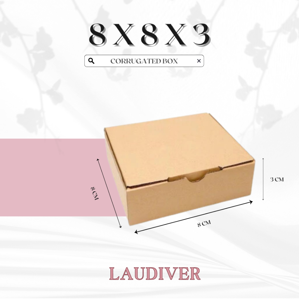 

- corrugated box 8x8x3 - Box Die Cut 8x8x3 / Box Kado / Karton Corrugated / Box Kotak Packing Souvenir / Dus Kotak Kado Hampers Polos
