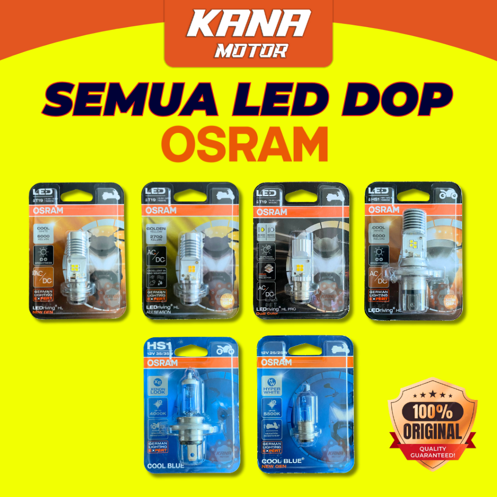 LAMPU BOHLAM LED HALOGEN DEPAN OSRAM PUTIH KUNING DUAL HS1 H4 T19 KAKI 1 2 3 / BEAT VARIO GENIO SUPR