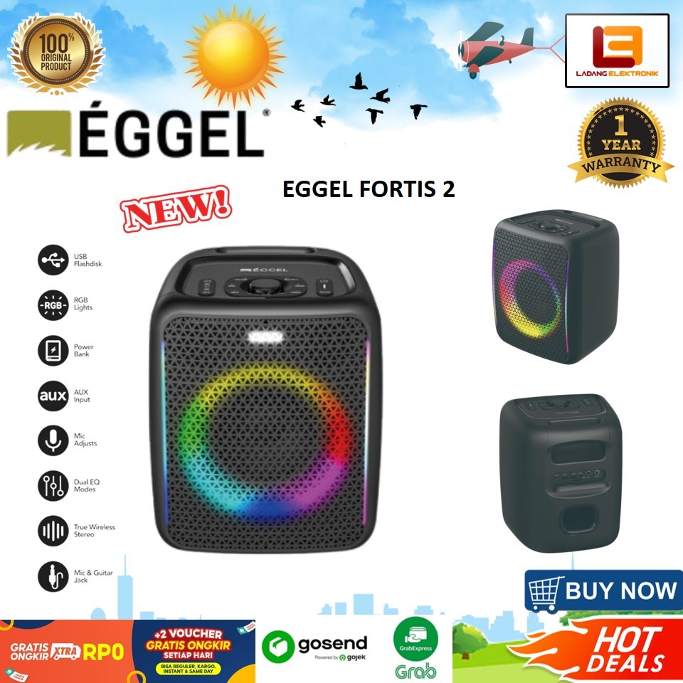 Eggel Fortis 2 Portable Party Speaker with RGB Lights