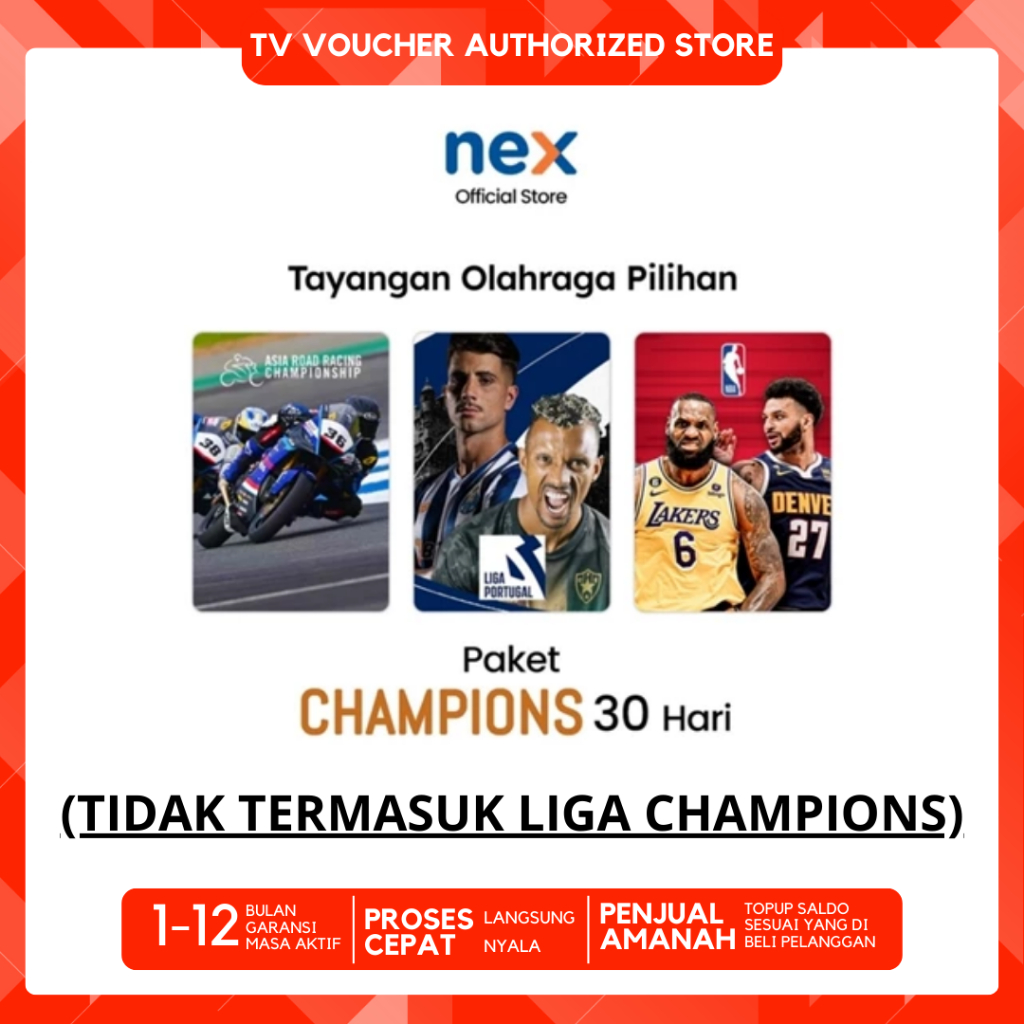 Champions Paket Matrix Garuda Sinema Nex Parabola Paket 25 Champions 90 Hari - 180 Hari