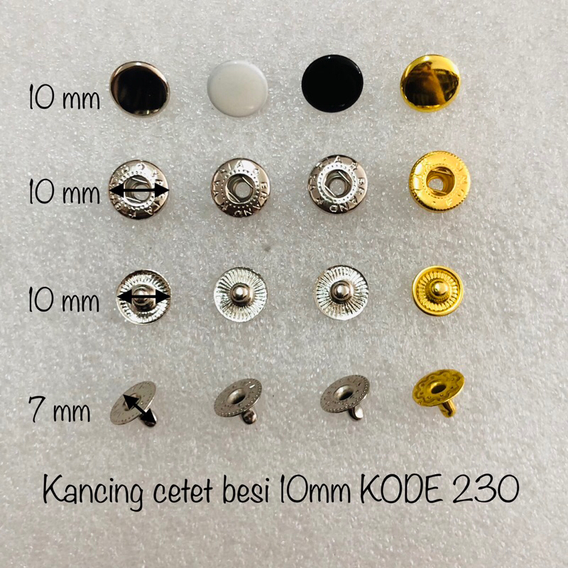 kancing cetet besi 10mm / kancing jepret besi 10mm / kancin snap 230 / V - 230