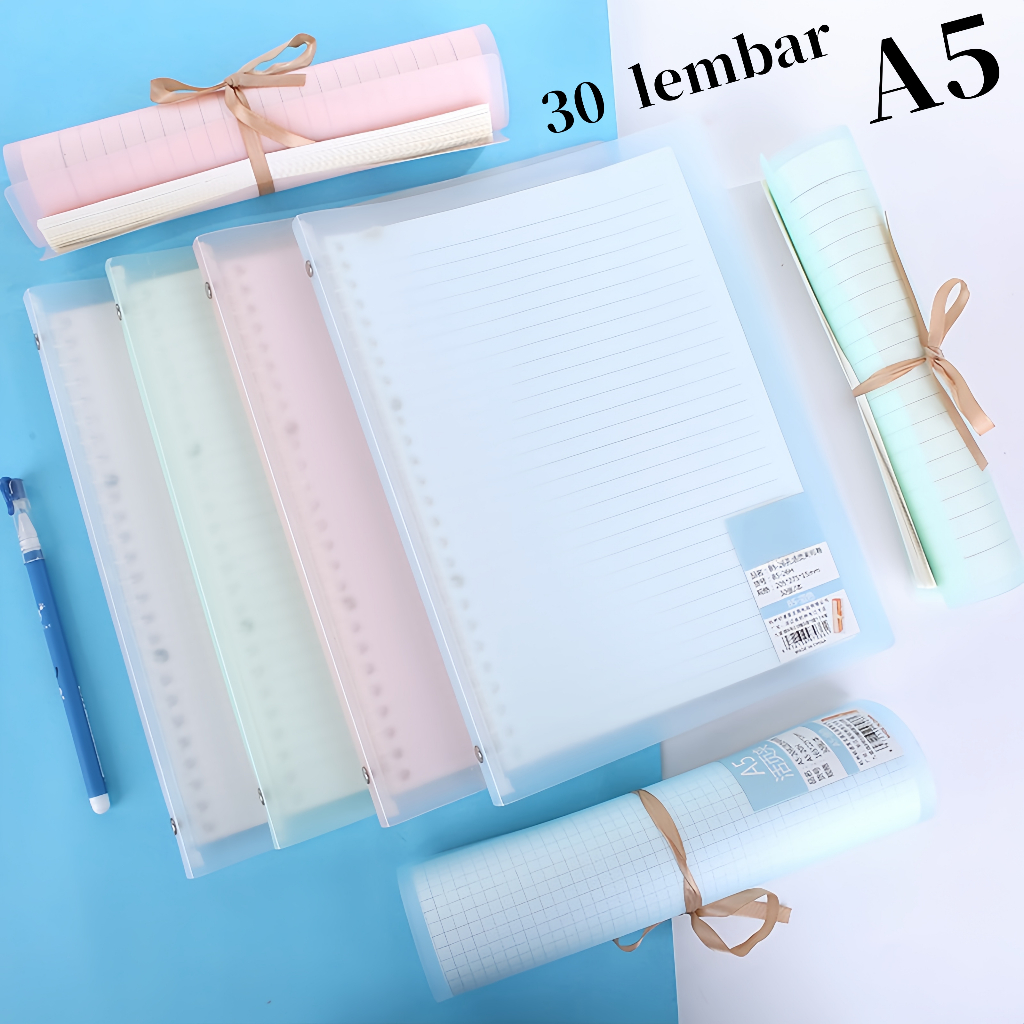 

Binder A5 Buku Tulis Sekolah Notebook binder yang dapat dilepas, lembut, dan tahan air 30 lembar