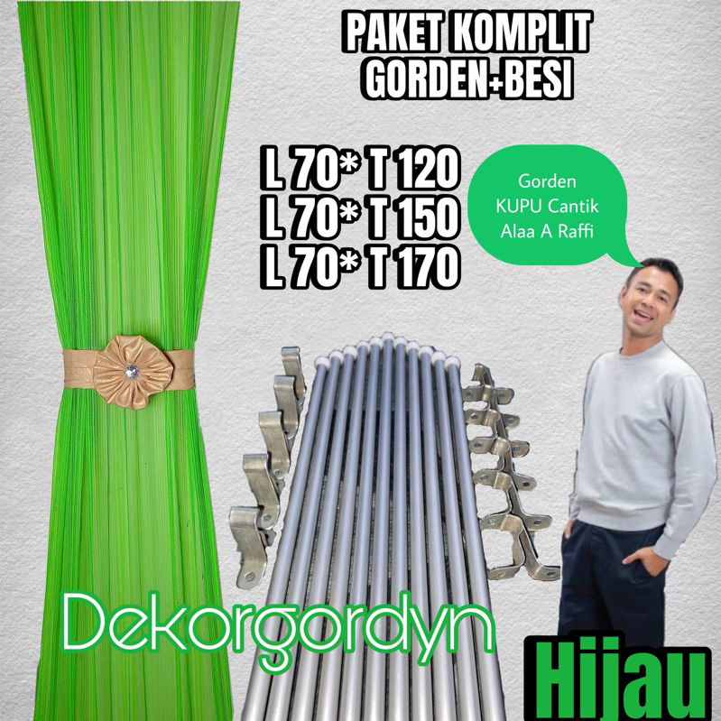 Gorden jendela kupu kupu spiral polos minimalis fullset satu set besi siap pakai