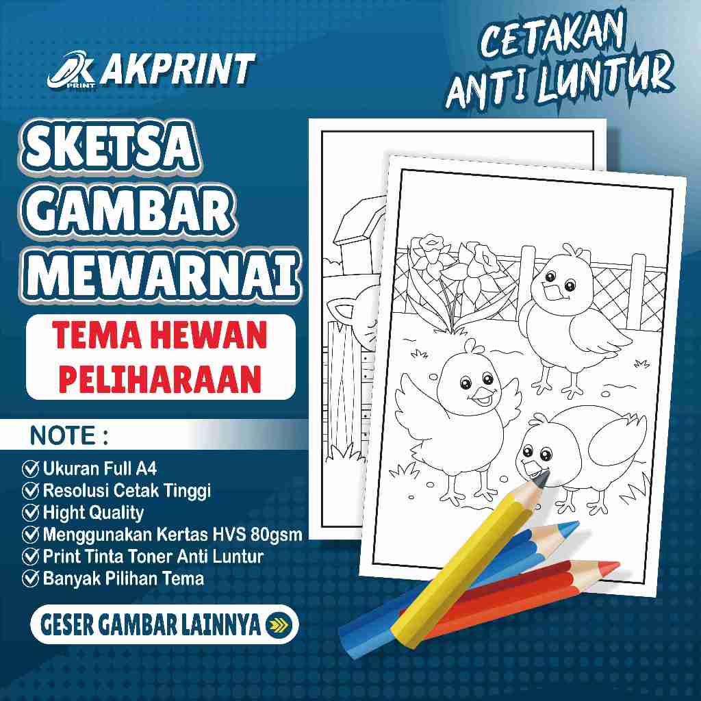 SKETSA GAMBAR MEWARNAI TEMA HEWAN PELIHARAAN