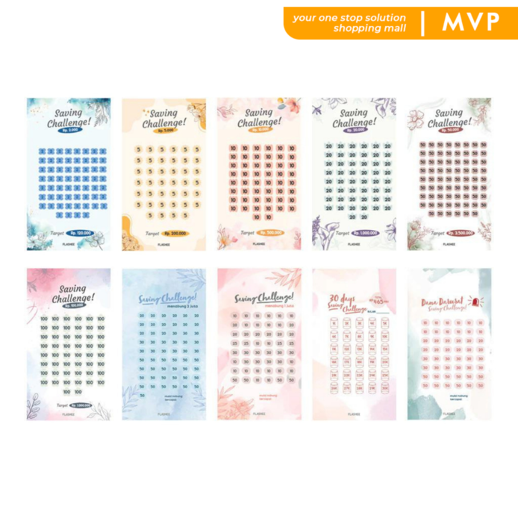 

MVP Isi Binder A6 Saving Challenge Loose Leaf A6 Ring 6 Kertas Menabung