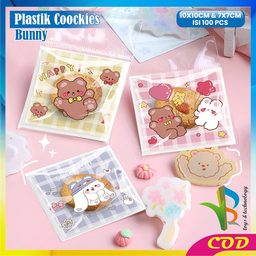 

RB-C1086 Plastik Coockies 10x10cm 7x7cm Bunny Isi 100pcs Pembungkus Permen Souvenir / Plastik Kue Biskuit Plastik Hampers Karakter