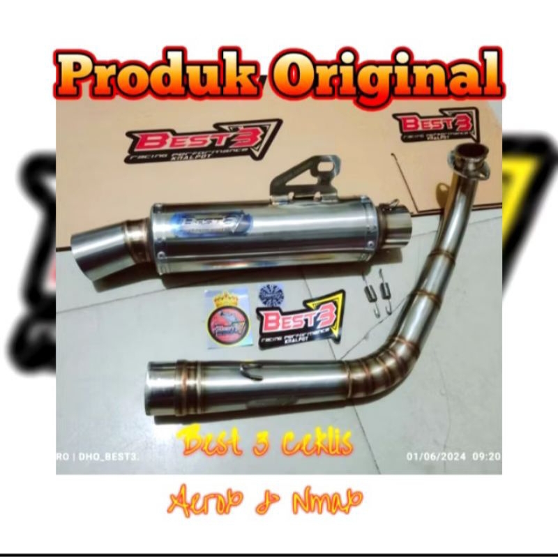 Knalpot Best3 Ceklis Original Nmax New Aerox New Connected Nmax Old Aerox Old Stainless Emblem Baru 