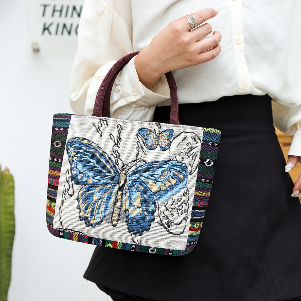 OFFICIAL Tas Tangan Wanita/Tas Etnik/Tas Bahan Kain Kanvas Motif Owl