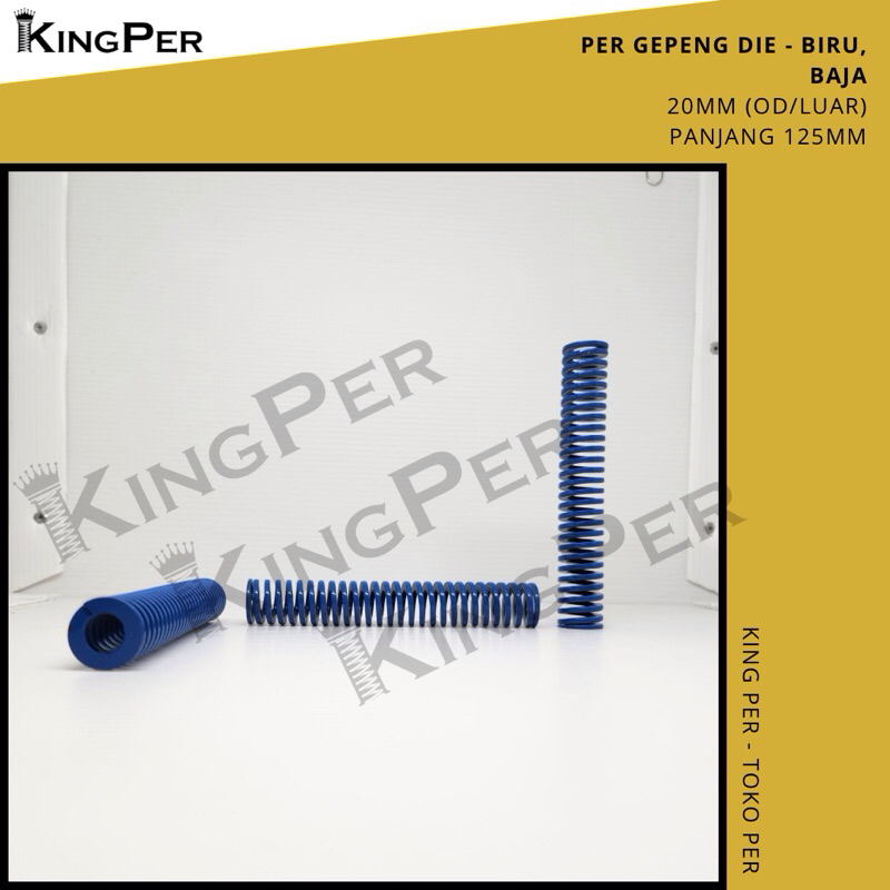 Die Spring Per Gepeng Moulding Spring Pegas Tekan - 20mm x 125mm (OD x Length) Biru Kuning