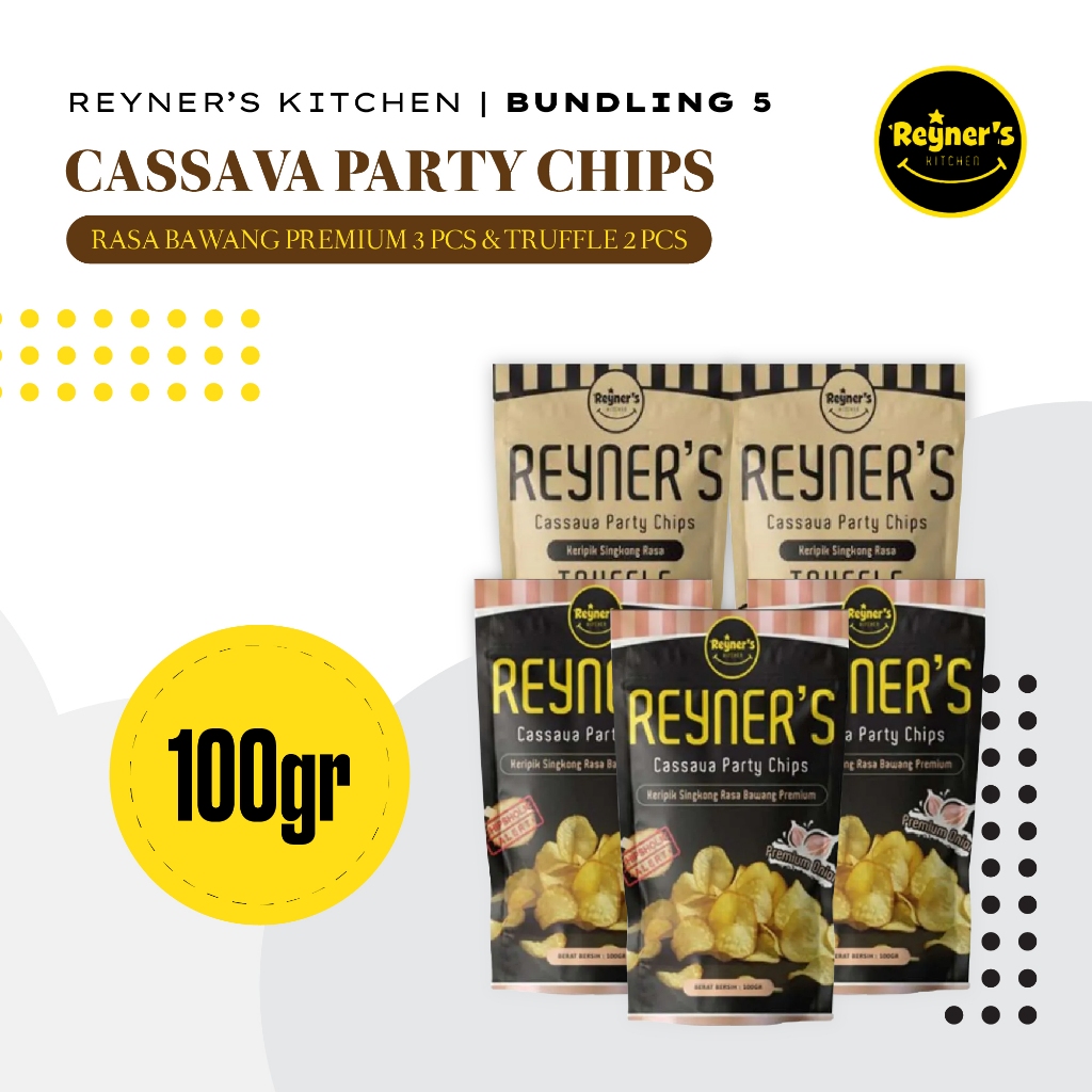 

Reyner's Bundling 5 (3 Onion Cassava Chips and 2 Truffle Crispy Cassava Chips)