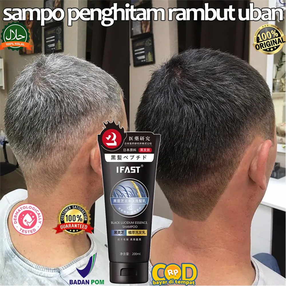 100% Original Jepang Shampo Penghitam Rambut Uban 200ml Menjadi Hitam Permanen Sampo Penghilang Uban