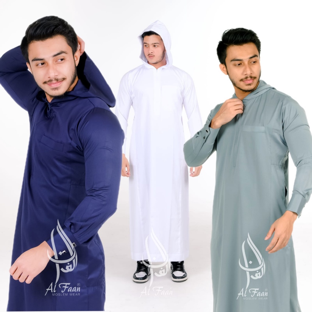 Jubah Hoodi Jubah Gamis Pria Gamis Pria Jubah Pria Muslim Gamis Pria Al faan jubah kupluk saudi Alza