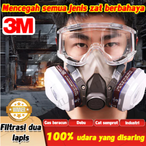 Masker Gas Respirator Filter 3M 3200 N95 Pelindung Debu Gas Mask Full Set 3 in 1