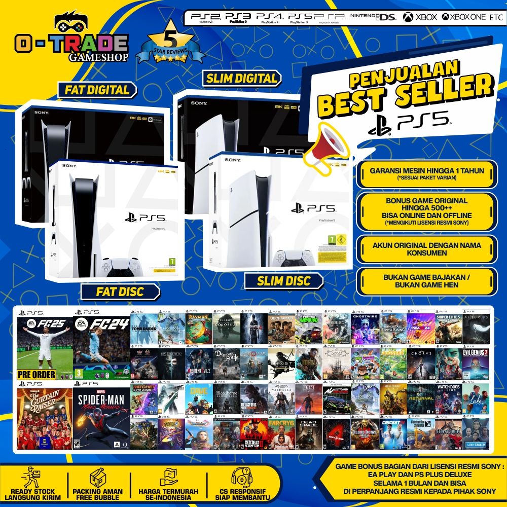 PLAYSTATION 5 PS5 DISC / DIGITAL VERSION GARANSI / GARANSI INDO BONUS 500++ GAME ORIGINAL TERBARU 20