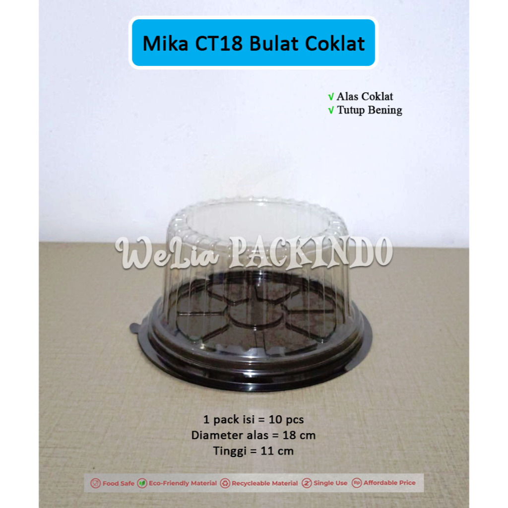 [10 Pcs] Mika CT18 Bulat Coklat / Mika Cake Kue Tart 18cm / Mika CT-18 Tumpeng Mini