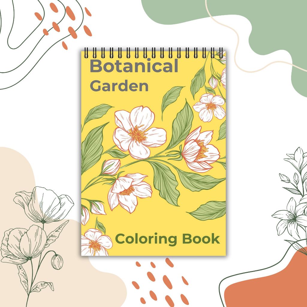 

Botanical Garden Coloring Book / Buku Mewarnai for Antistress untuk Dewasa dan Anak, Tema Bunga