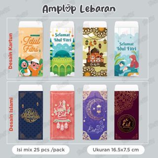 

Amplop Lebaran uk 16.5x7.5 cm ( masuk uang kertas ) Angpao + Box karakter Lucu perpak isi 25 pcs