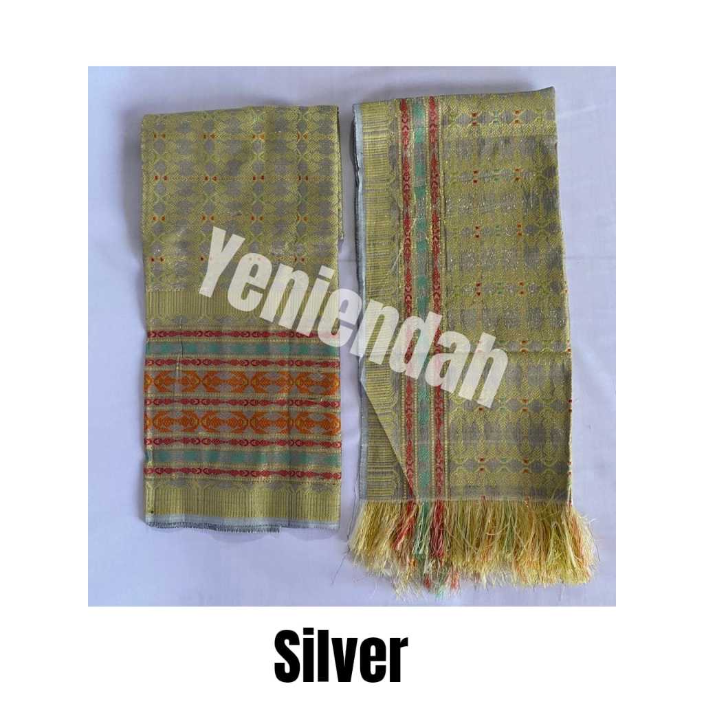 Kain songket set selendang, kain songket palembang Variasi Warna Silver