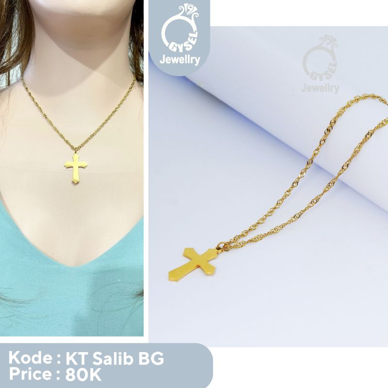KT Salib BG - Kalung Liontin Salib Besar Gold