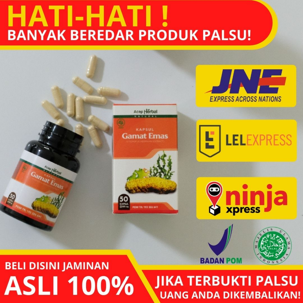 KAPSUL GAMAT EMAS ISI 50 CPS - EKSTRAK GAMAT ASLI ORIGINAL MULTIKHASIAT - 100% ORIGINAL {BISA COD}
