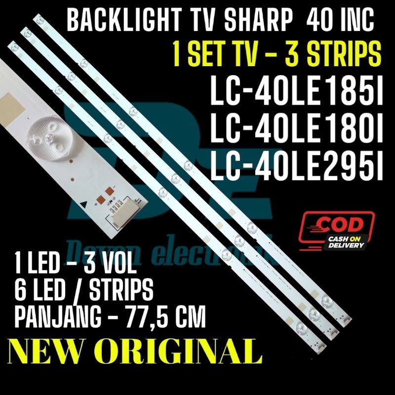 backlight tv sharp 40LE185i - backlight sharp LC 40LE1851 - lampu led backlight sharp 40 6k3v ori