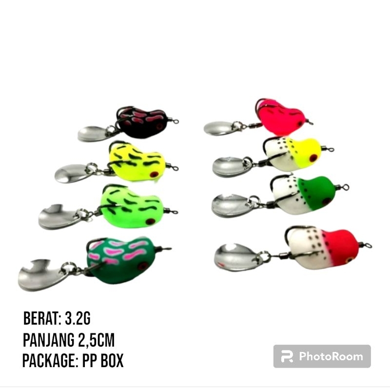 Soft Frog 2,5cm Berat 3,2gram Umpan Katak / Kodok Dengan Kail Ganda / Umpan Casting