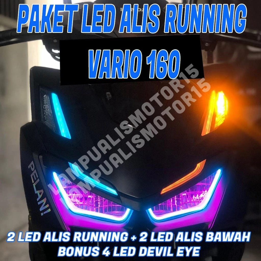 PAKET LAMPU ALIS RUNNING VARIO 160 BONUS DEMON EYES/SATU SET LED ALIS VARIO NEW 2022 GRATIS DEVIL EY