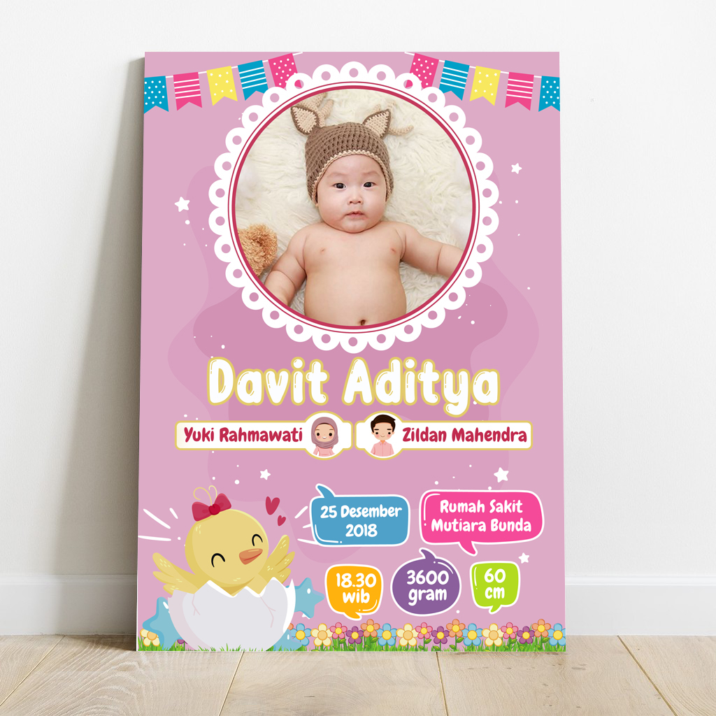CETAK PHOTO BIODATA BAYI+BINGKAI KAYU MDF 20X30CM