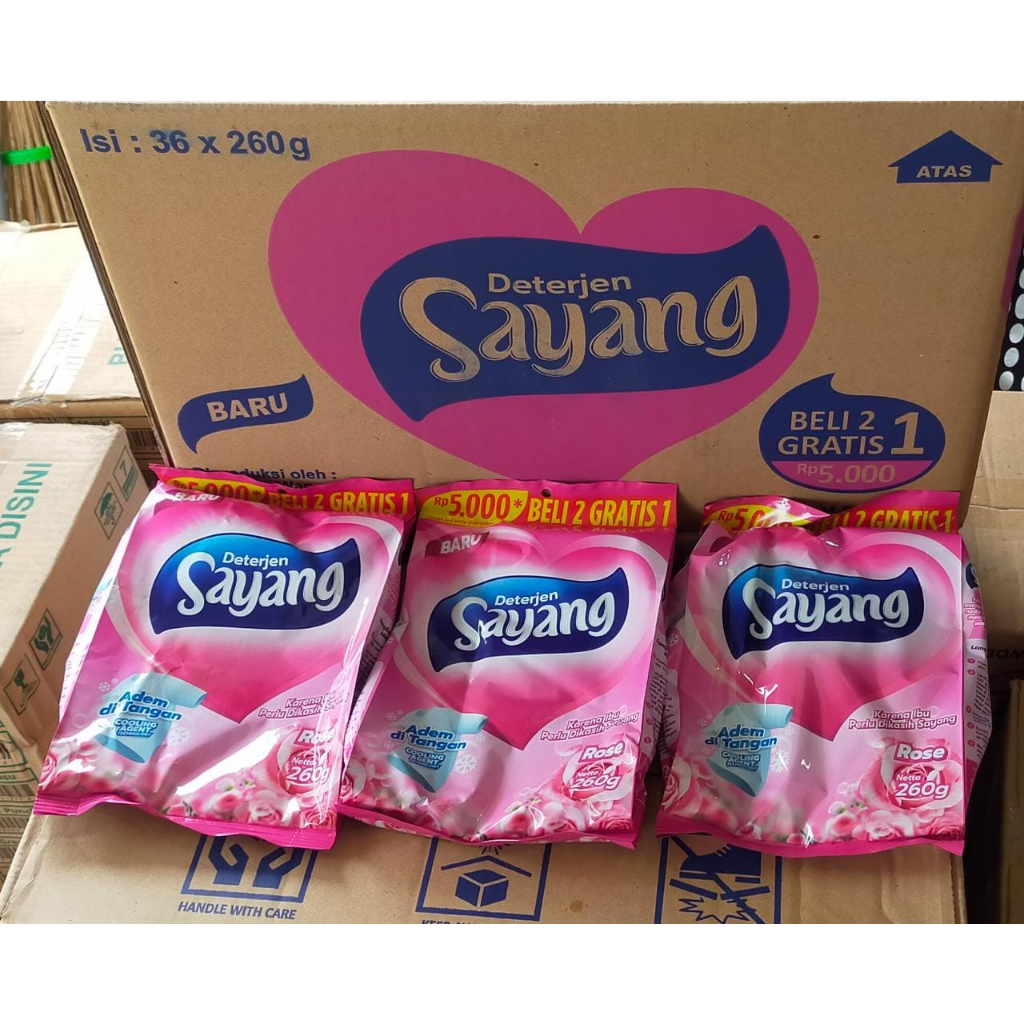 Detergen Sayang 260g Lebih Ekonomis PAKET 3 PCS DETERGENT BUBUK / POWDER SAYANG (260g PERKEMASAN) HARGA UNTUK 3PCS