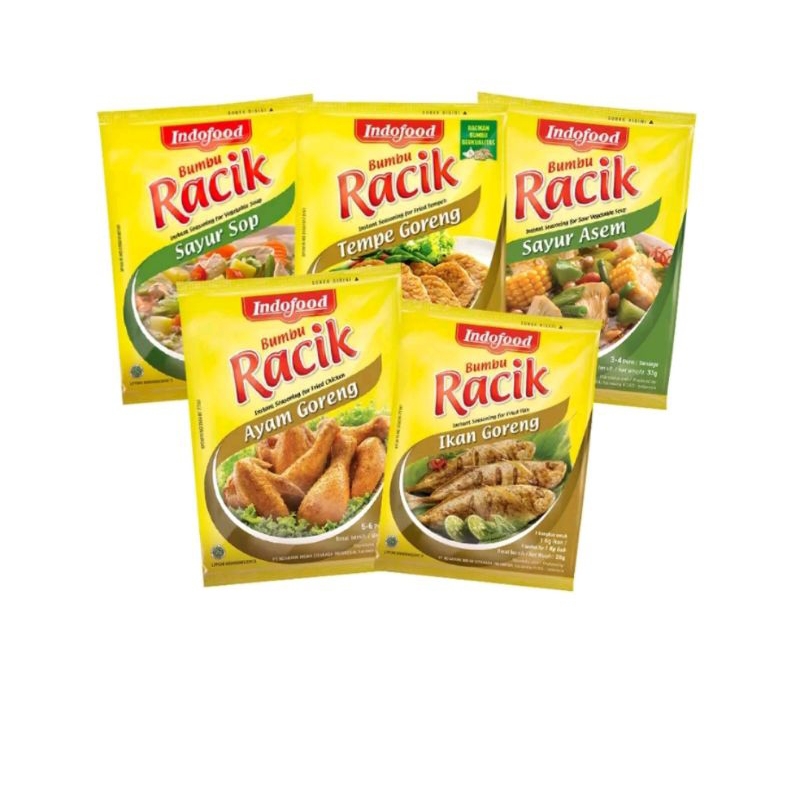 

Indofood Bumbu Racik Ayam Goreng/ TEMPE GORENG/SAYUR ASEM/ SAYUR SOP 20 gr