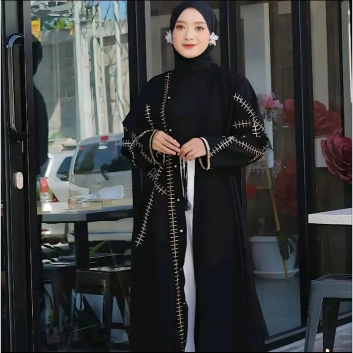 promo-Abaya outer cardigan-gamis hitam remaja kekinian- dress remaja-dress muslimah terbaru-gamis sy