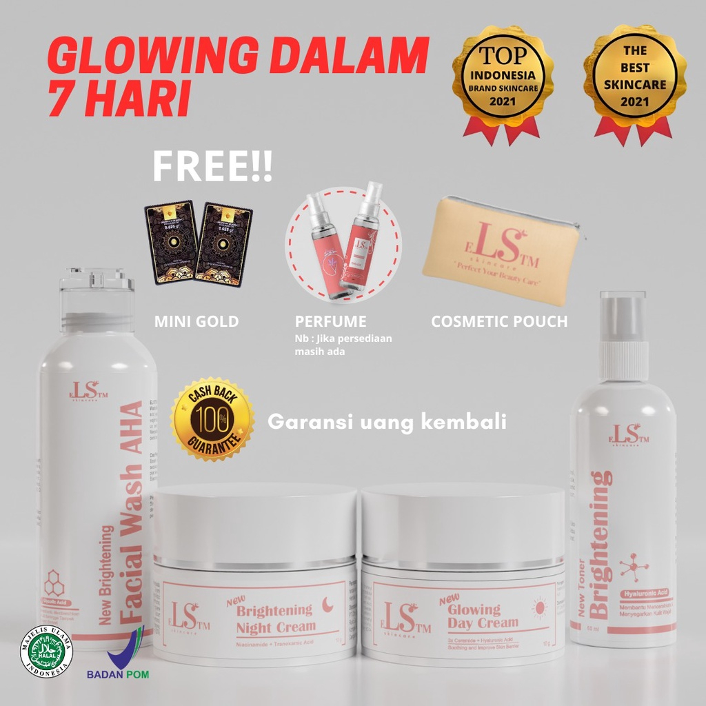 LS SKINCARE Paket Lengkap Basic Kulit Susah Putih Whitening Glowing Brightening Krim Pemutih Wajah B