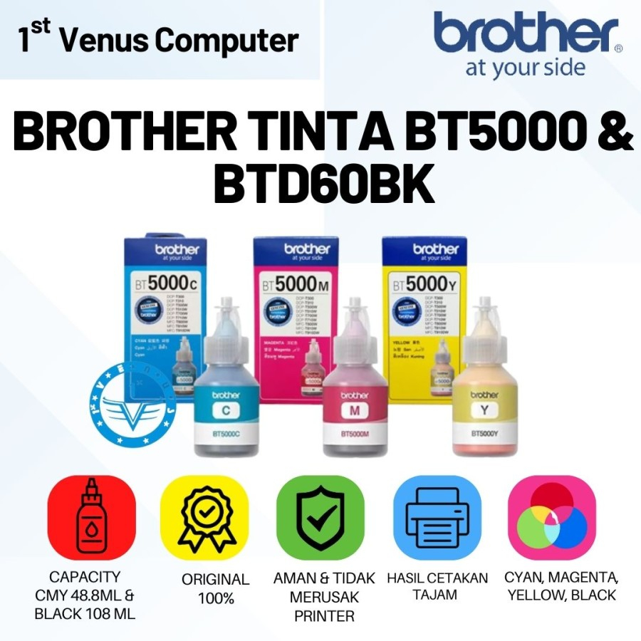 TINTA BROTHER D60 BT5000 / TINTA BT5000 ORI / TINTA BTD100 B/C/M/Y BT5000 ORI DCP-T230 T236 T430W T4