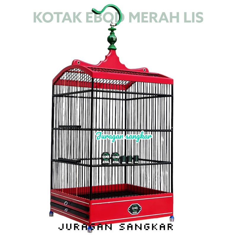 SANGKAR KANDANG KOTAK EBOD MERAH LIS