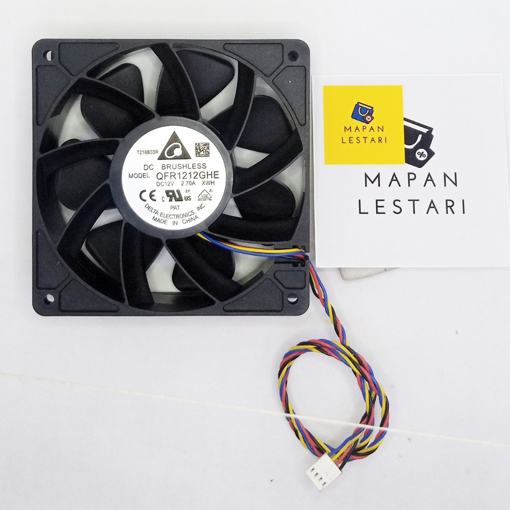DELTA FAN 12V 2.7A 12CM Kipas QFR1212GHE MINING DC Brushless